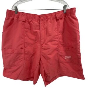AFTCO Mens Fishing Cargo Shorts Coral Elastic Waist Pockets Size 44 Outdoor